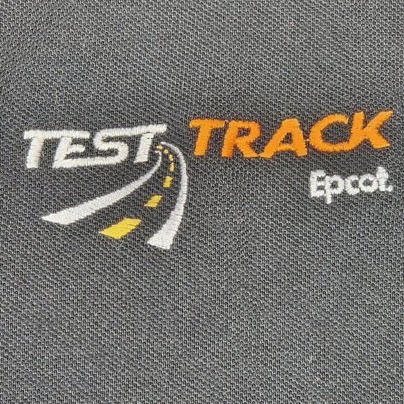 Disney World Epcot Test Track Black Cotton Embroidered Polo Shirt, Men's Large - Picture 2 of 8